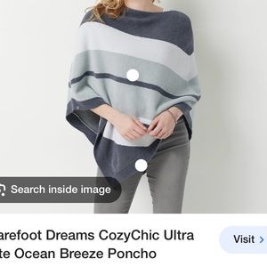 Barefoot Dreams Bluewater multi stripe poncho one size
